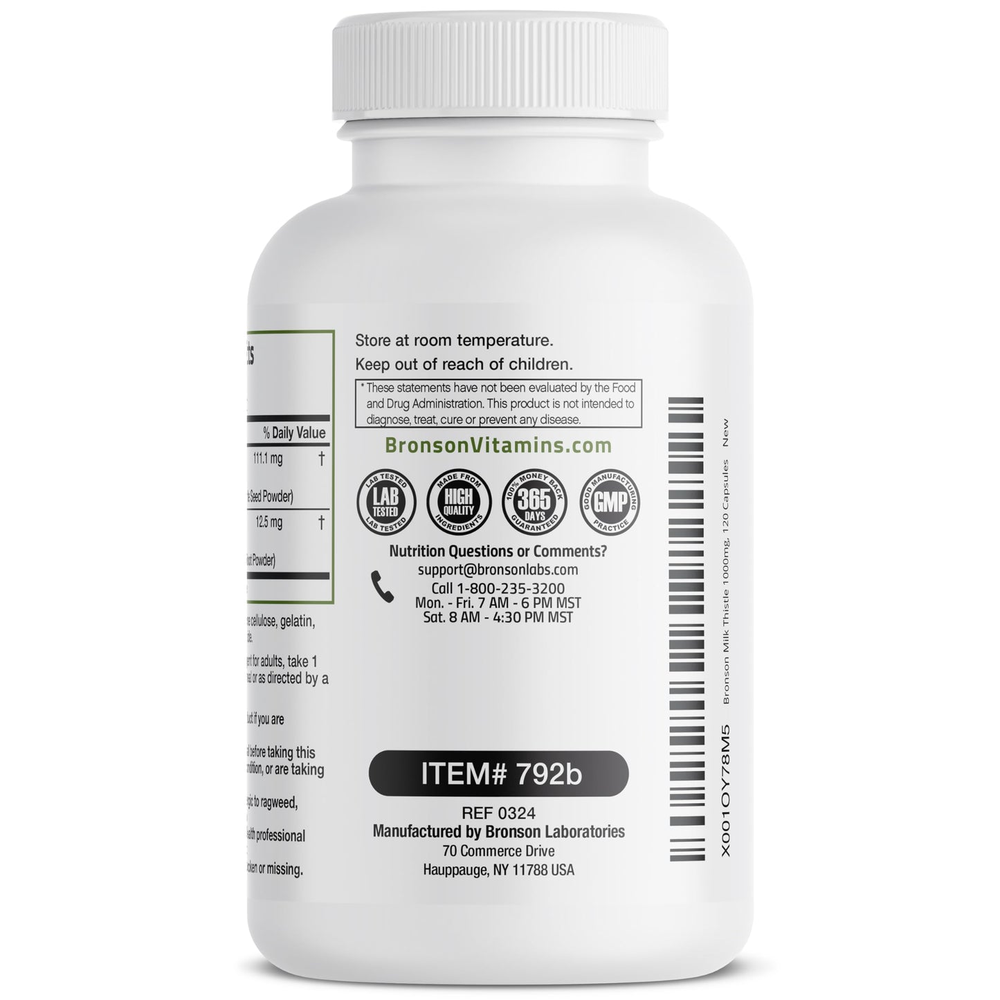 Bronson Milk Thistle Silymarin Marianum & Dandelion Root Liver Health Support, Antioxidant Support, Detox, 120 Capsules