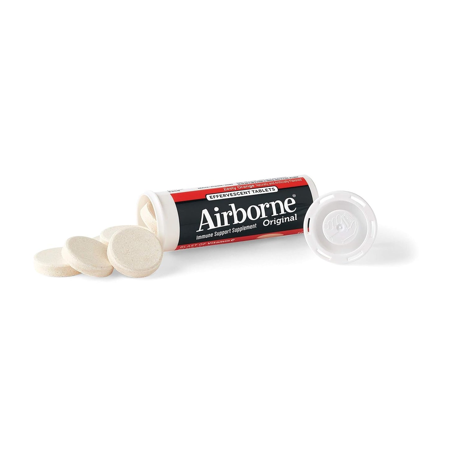 Airborne 1000mg Vitamin C with Vitamin D & Zinc, Sugar Free Multivitamin Immune Support Supplement, Antioxidants Vitamins A C & Vitamin E, 10 Effervescent Tablets, Zesty Orange Flavor Nirvana Guru