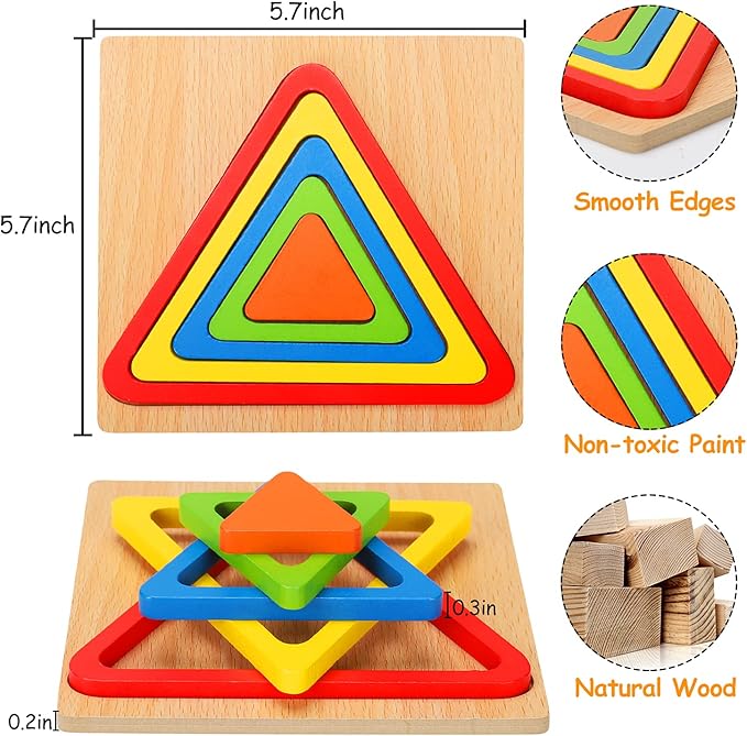 Toddler Puzzles Montessori Toy Wooden Shape Sorting Puzzle Sensory Toy Toddler Activities Preschool Learning Educational Autistic Developmental 1 2 3 Year Old Girl Boy 1-3 Dementia Game Easter Gift nirvanaguru