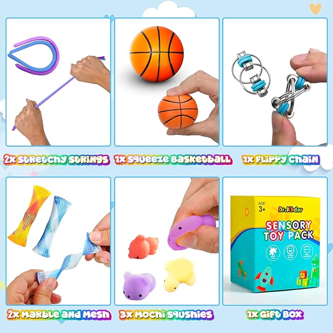 15Pack Fidget Toys Bulk for Adult Kid, Carnival Prizes Stress Anxiety Calm Down Sensory Autism ADHD Autistic Christmas Stocking Stuffer Gift Figette Classroom Treasure Box School Must Have Special Set nirvanaguru
