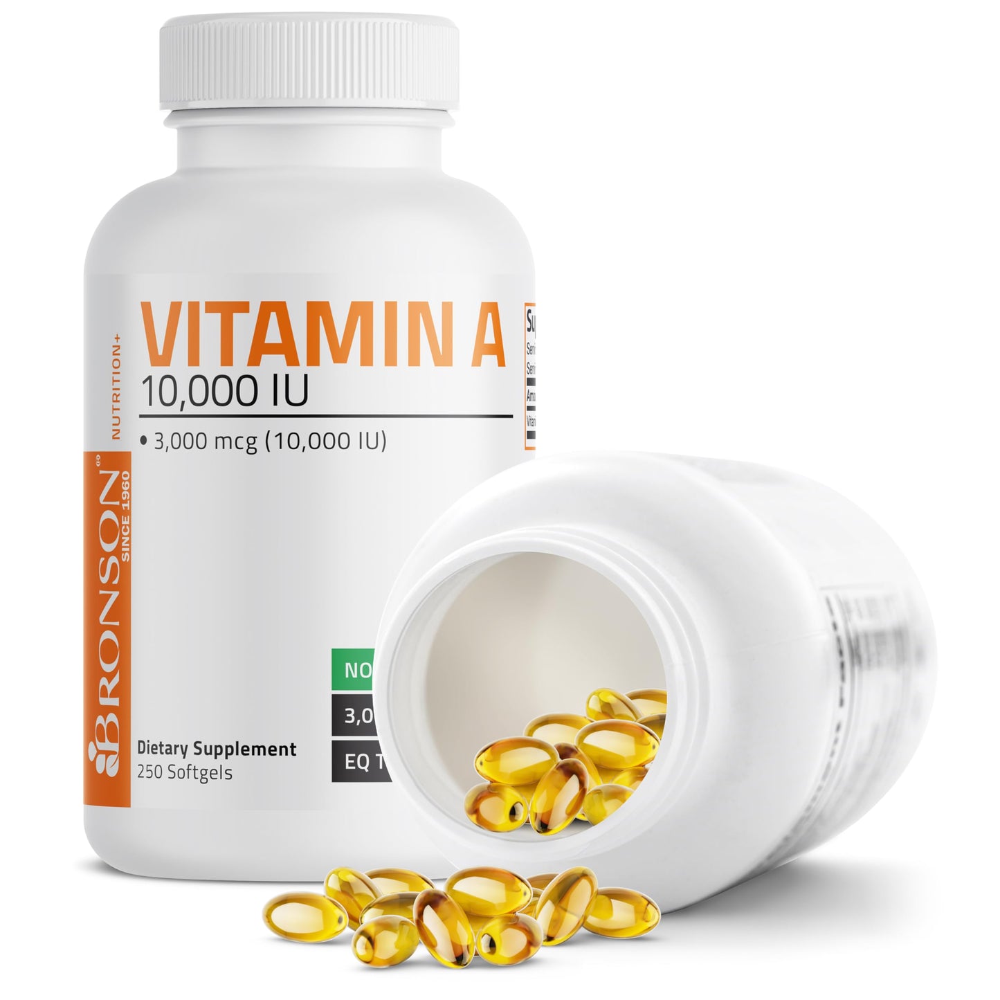 Bronson Vitamin A 10,000 IU Premium Non-GMO Formula Supports Healthy Vision & Immune System and Healthy Growth & Reproduction, 250 Softgels Nirvana Guru