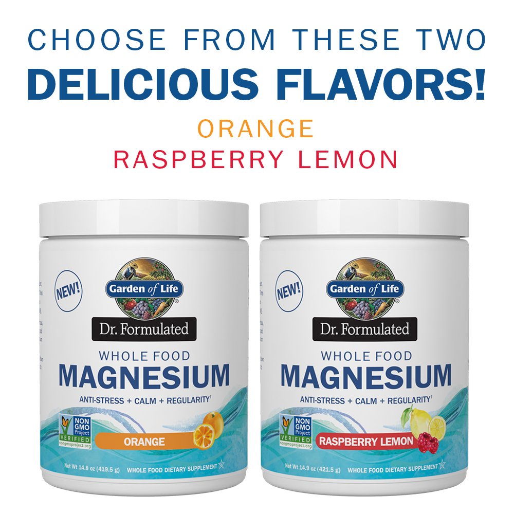 Garden of Life Whole Food Magnesium Powder, 421.5g - Raspberry Lemon, Vegan, Gluten & Sugar Free - Nirvana Guru