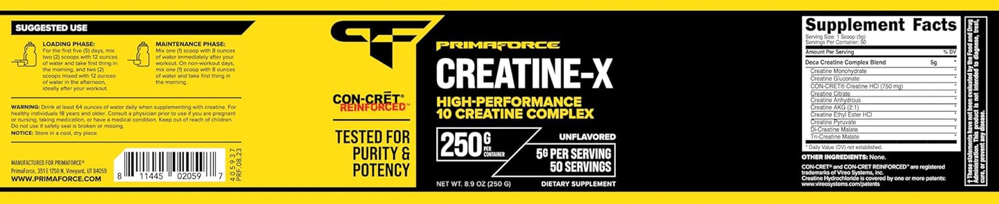 Primaforce Creatine-X 250 Grams - High-Performance 10 Creatine Complex - Unflavored Nirvana Guru