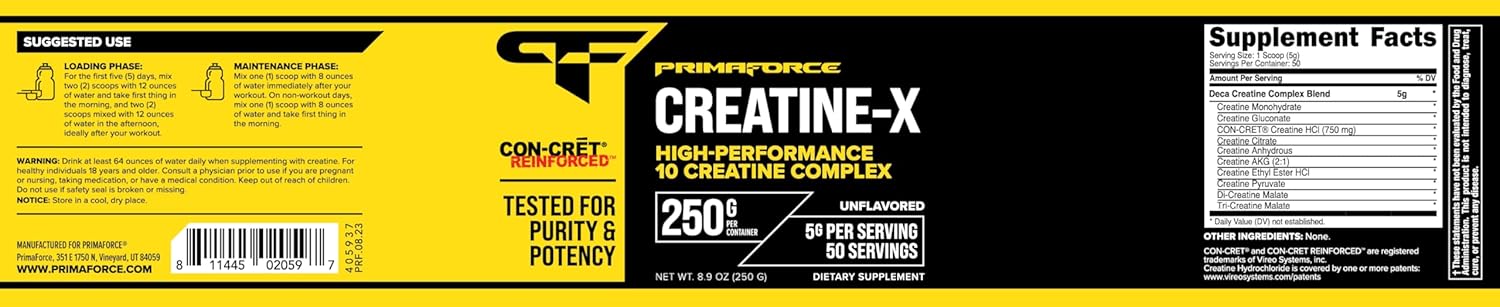 Primaforce Creatine-X 250 Grams - High-Performance 10 Creatine Complex - Unflavored Nirvana Guru