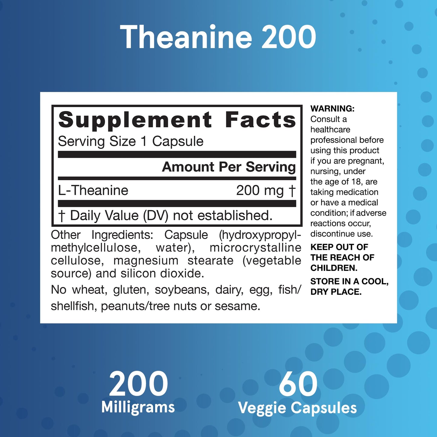 Jarrow Formulas Extra Strength Theanine 200 mg, Dietary Supplement That Promotes Relaxation, Amino Acid Supplement for Relaxation Support, 60 Veggie Capsules, 60 Day Supply - Nirvana Guru