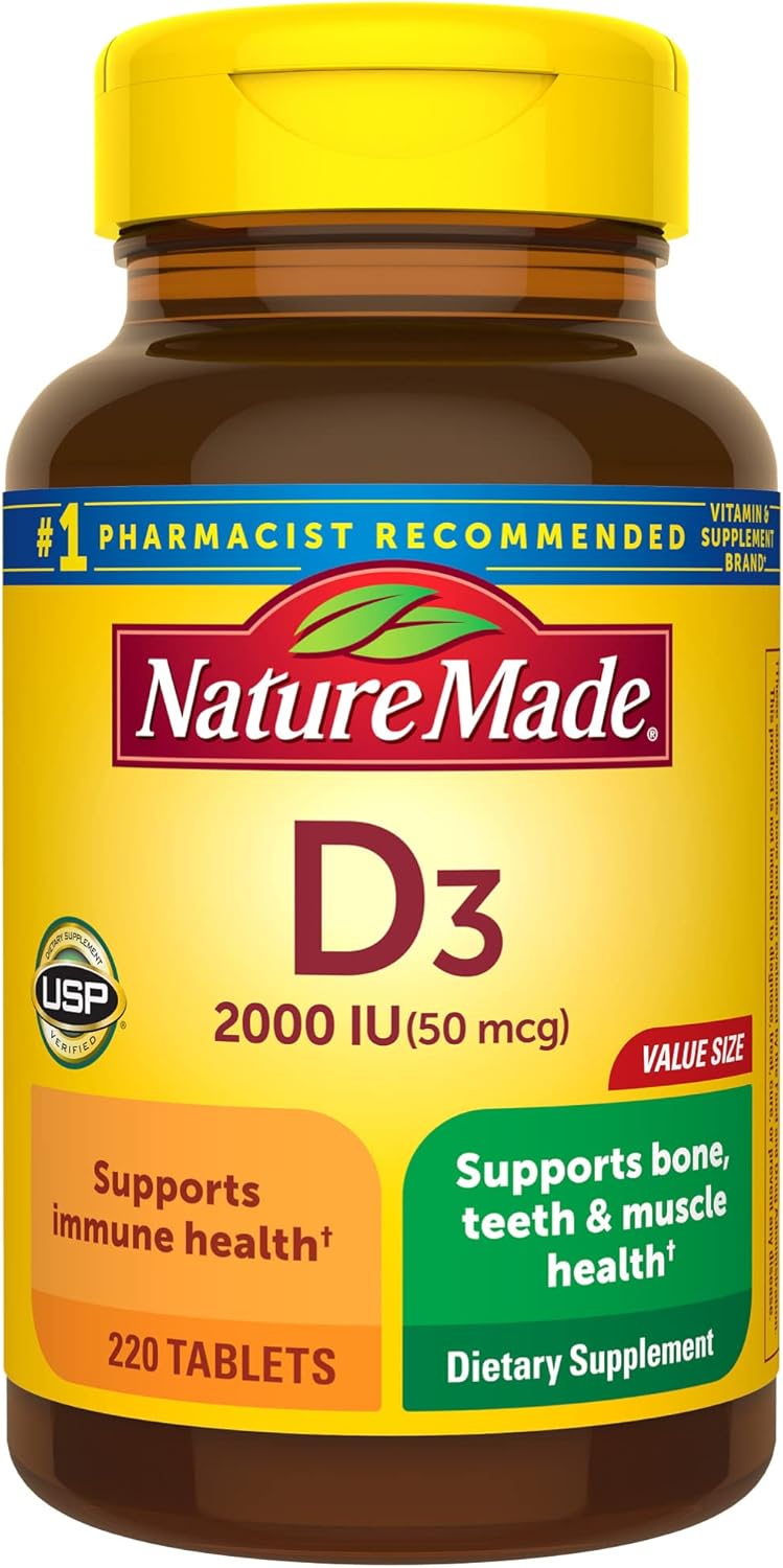 Nature Made Vitamin D3 2000 IU (50 mcg), Dietary Supplement for Bone, Teeth, Muscle and Immune Health Support, 400 Tablets, 400 Day Supply - Nirvana Guru