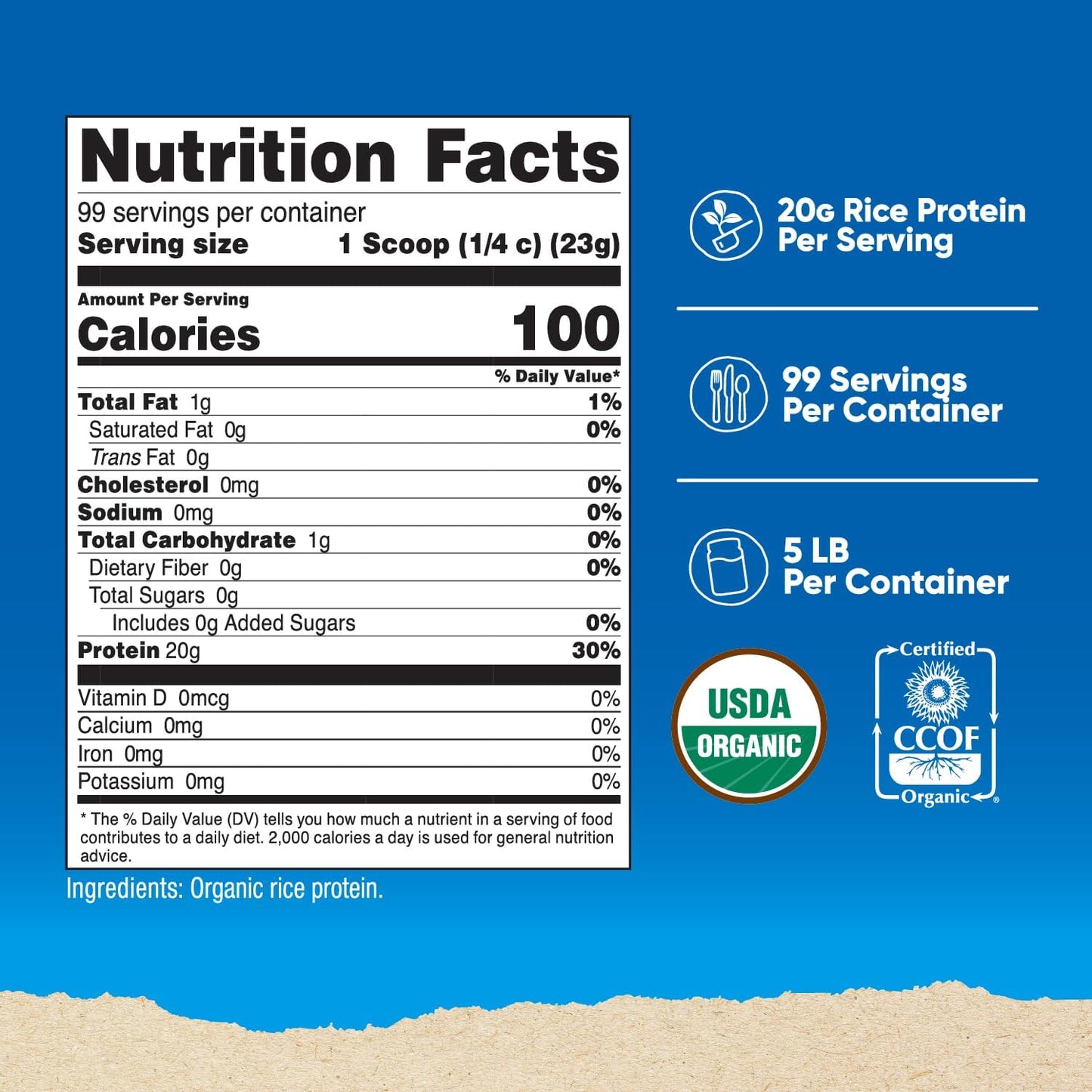 Nutricost Organic Rice Protein Powder (5 LB) - Gluten-Free, GMO-Free (from Brown Rice) - Nirvana Guru