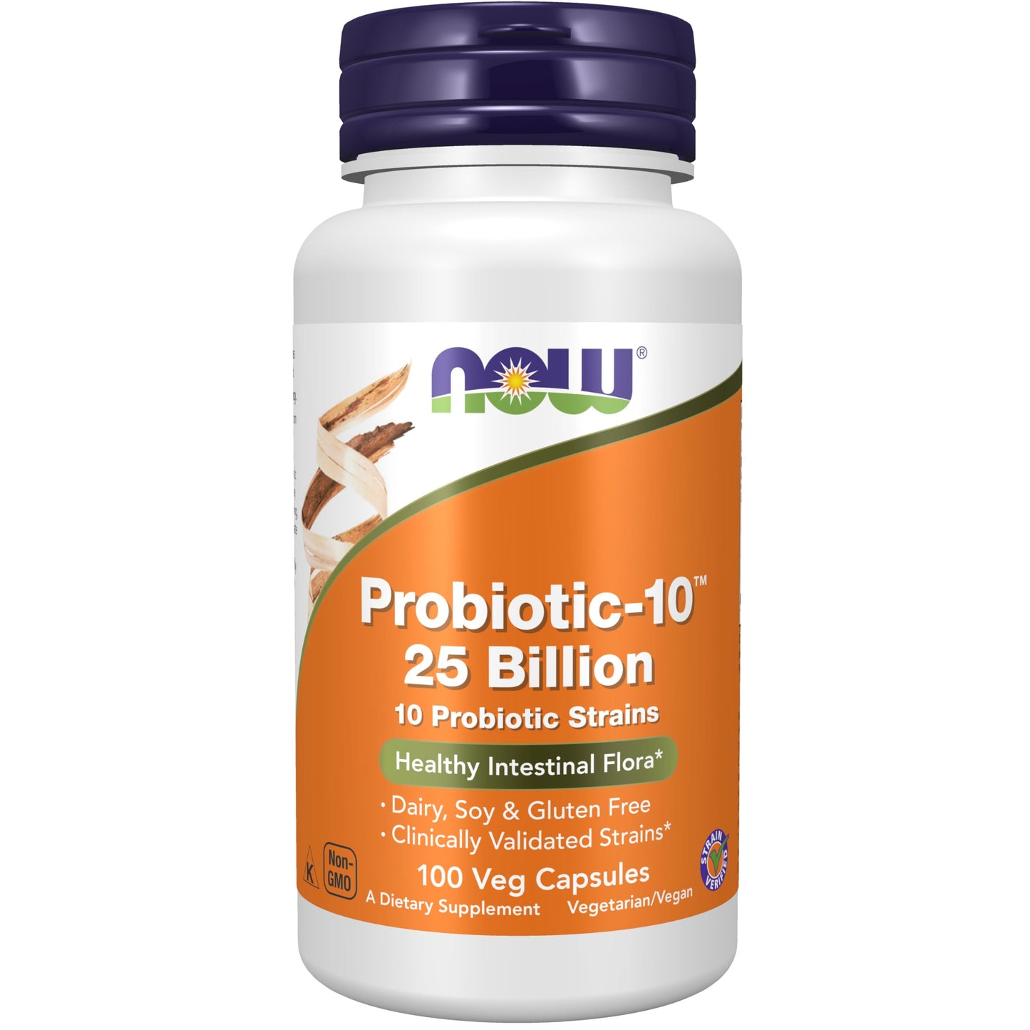 NOW Foods Supplements, Probiotic-10™, 25 Billion, with 10 Probiotic Strains, Dairy, Soy and Gluten Free, Strain Verified, 100 Veg Capsules - Nirvana Guru