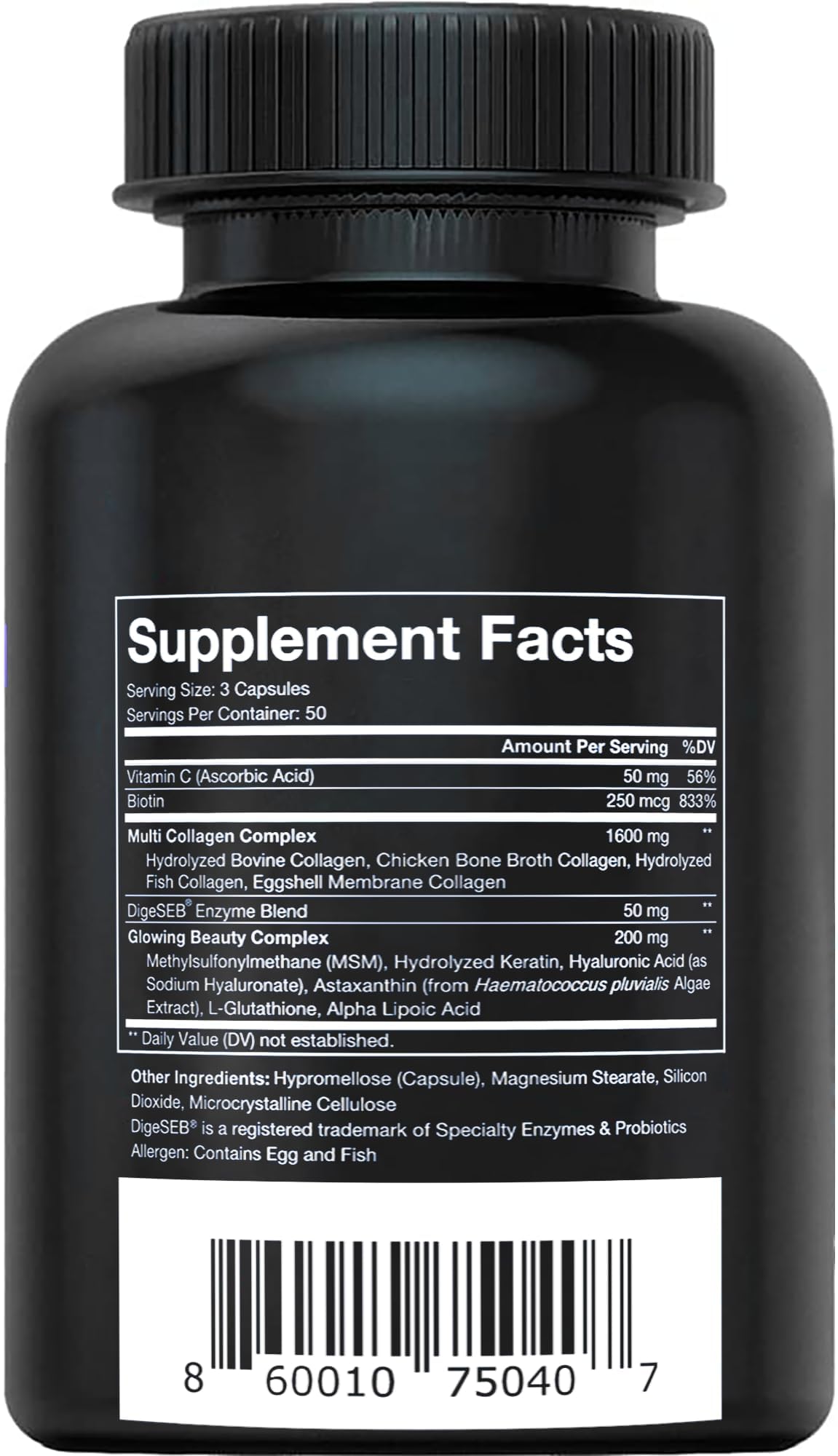 Vital Vitamins Multi Collagen for Women & Men - Type I, II, III, V, X - Grass Fed, Non-GMO - 150 Capsules