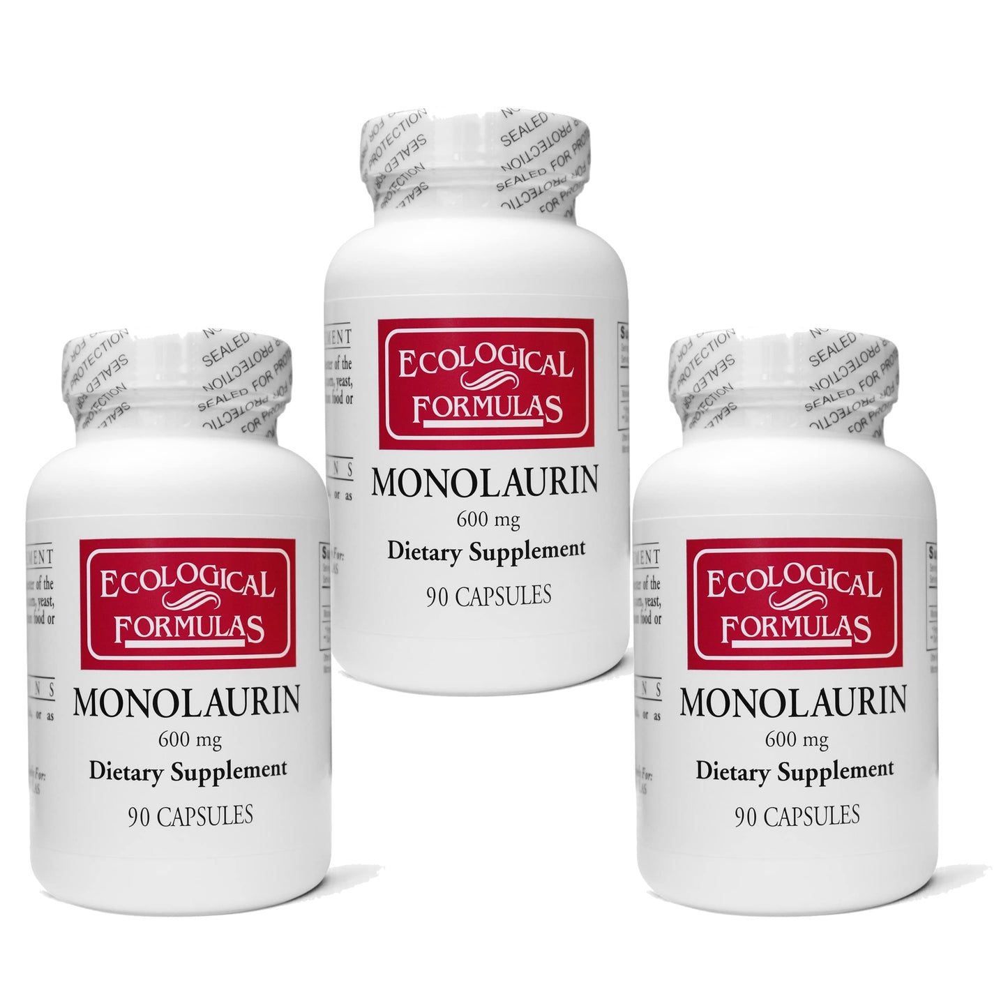 Ecological Formulas 600 mg Monolaurin - Two Individually Sealed Bottles 180 Count - Nirvana Guru