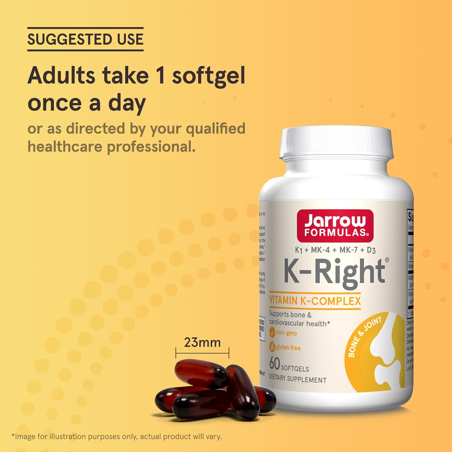 Jarrow Formulas K-Right - Vitamin K-Complex (K1, MK-4, MK-7, D3) - 60 Servings (Softgels) - Dietary Supplement for Bone & Cardiovascular Health Support - Vitamin K2 MK-7 - Gluten Free Nirvana Guru