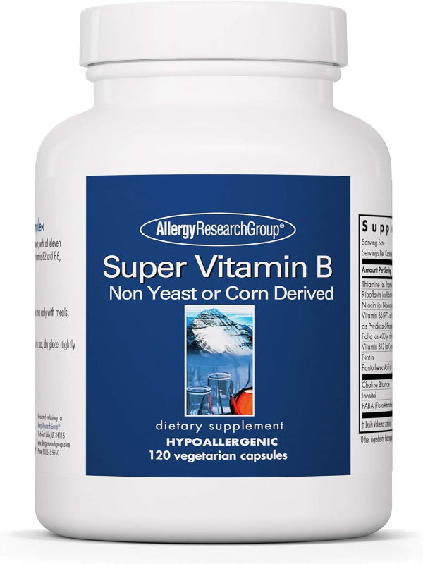Allergy Research Group Super Vitamin B Supplement - B Vitamin Complex for Men & Women, with Vitamin B12 and B6, Vegetarian Capsules - 120 Count Nirvana Guru