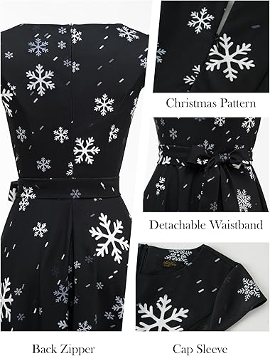 Dressystar Women's Vintage Cap Sleeve A Line Cocktail Party Dress 1950s Retro Rockabilly Prom Swing Dresses nirvanaguru