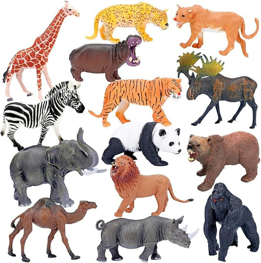 BOLZRA Safari Animals Figures Toys, Realistic Jumbo Wild Zoo Animal Figurines Plastic African Jungle Animals Playset for Kids Toddlers, 14 Piece Gift Set nirvanaguru