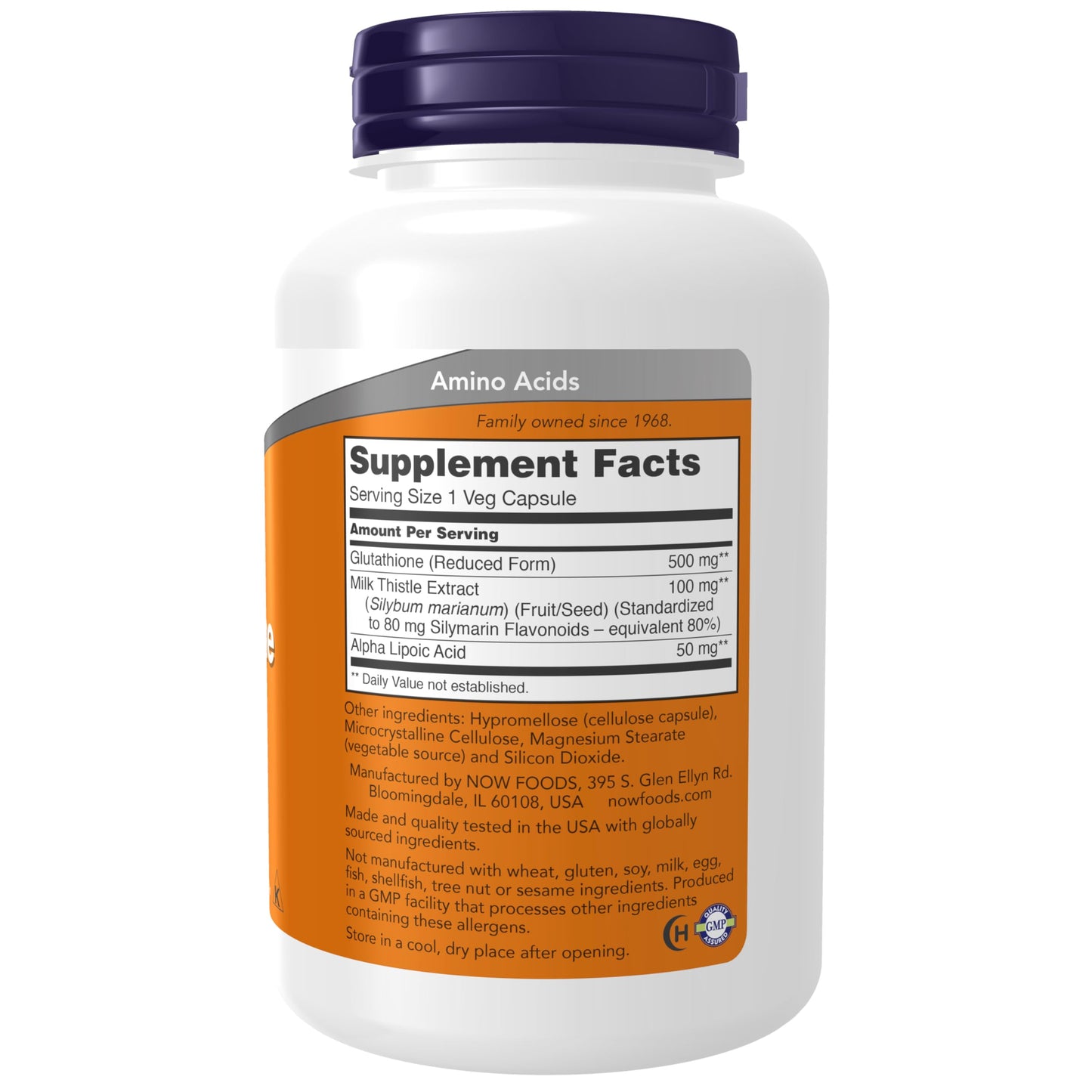 NOW Foods Supplements, Glutathione 500 mg, With Milk Thistle Extract & Alpha Lipoic Acid, Free Radical Neutralizer*, 60 Veg Capsules - Nirvana Guru