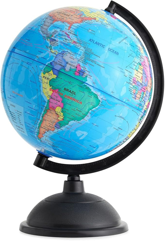 Juvale World Globe for Kids - 8-Inch, Multicolor with Plastic Stand - Educational Desk Globe with World Map for Kids & Classroom Decor nirvanaguru