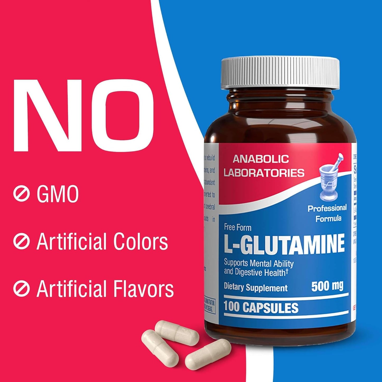 Free Form L-Glutamine Supplement - Clinical L Glutamine Capsules 500mg for Gut Health and Immune Support - Powerful Amino Acid Glutathione Precursor - Non-GMO & Made in The USA - 100 Servings Nirvana Guru