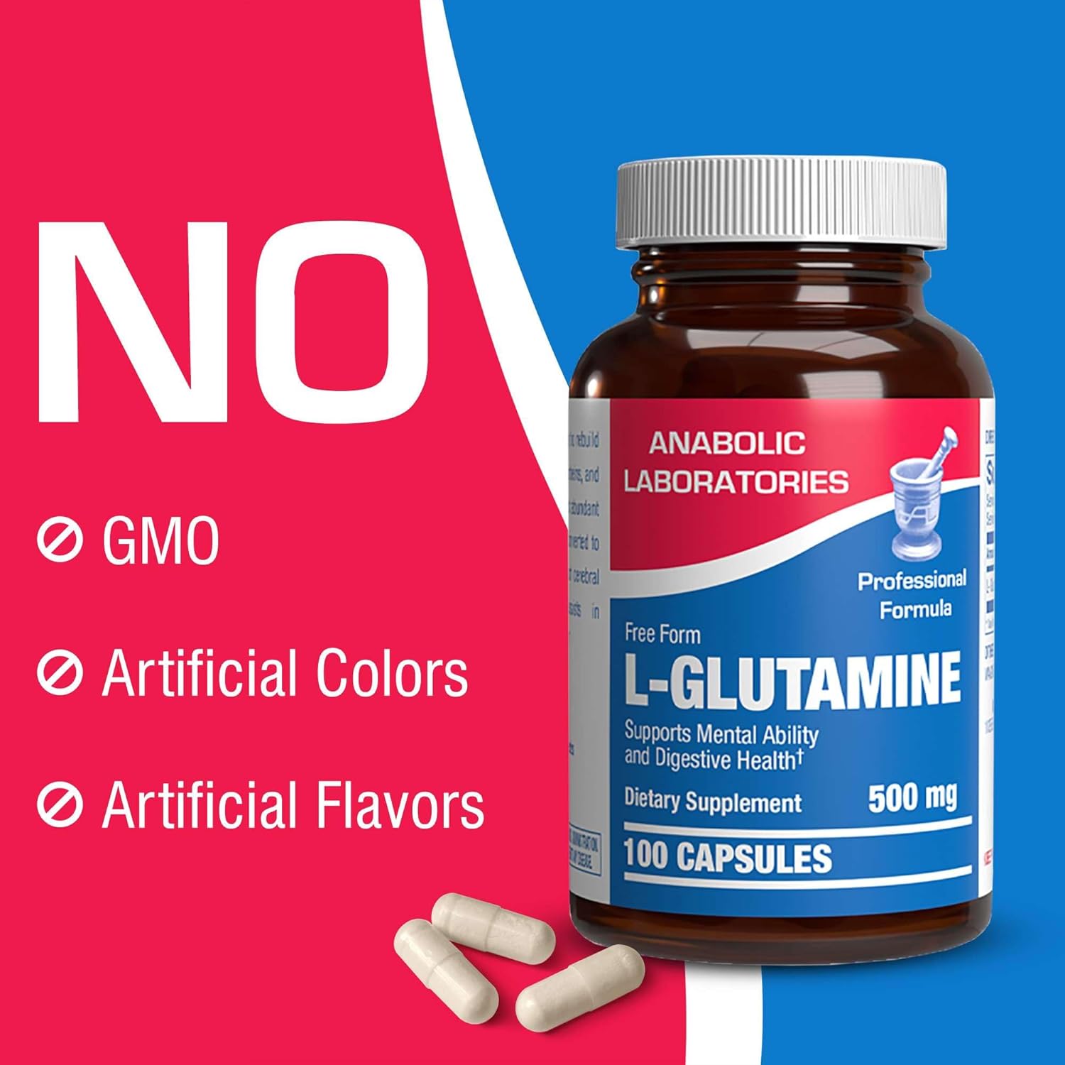 Free Form L-Glutamine Supplement - Clinical L Glutamine Capsules 500mg for Gut Health and Immune Support - Powerful Amino Acid Glutathione Precursor - Non-GMO & Made in The USA - 100 Servings Nirvana Guru