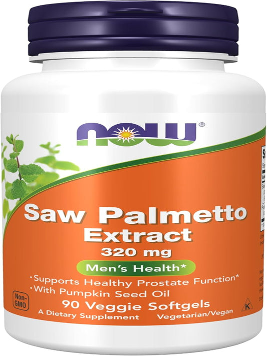 NOW Foods Supplements, Saw Palmetto Extract 320 mg with Pumpkin Seed Oil, Men's Health*, 90 Veg Softgels - Nirvana Guru