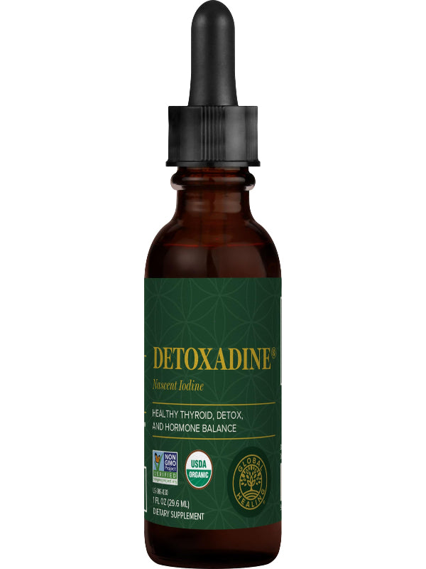 Global Healing Center - Detoxadine - Organic Nascent Liquid Iodine Supplement Drops for Thyroid Support, Detox Cleanse, and Metabolism - Non-GMO, Vegan, 200 Servings Iodine Drops (1 Oz) Nirvana Guru