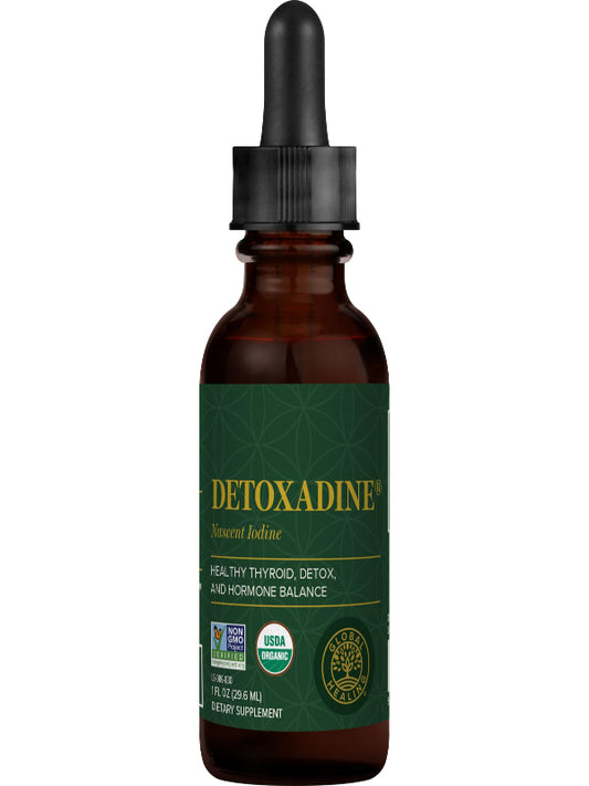 Global Healing Center - Detoxadine - Organic Nascent Liquid Iodine Supplement Drops for Thyroid Support, Detox Cleanse, and Metabolism - Non-GMO, Vegan, 200 Servings Iodine Drops (1 Oz) Nirvana Guru