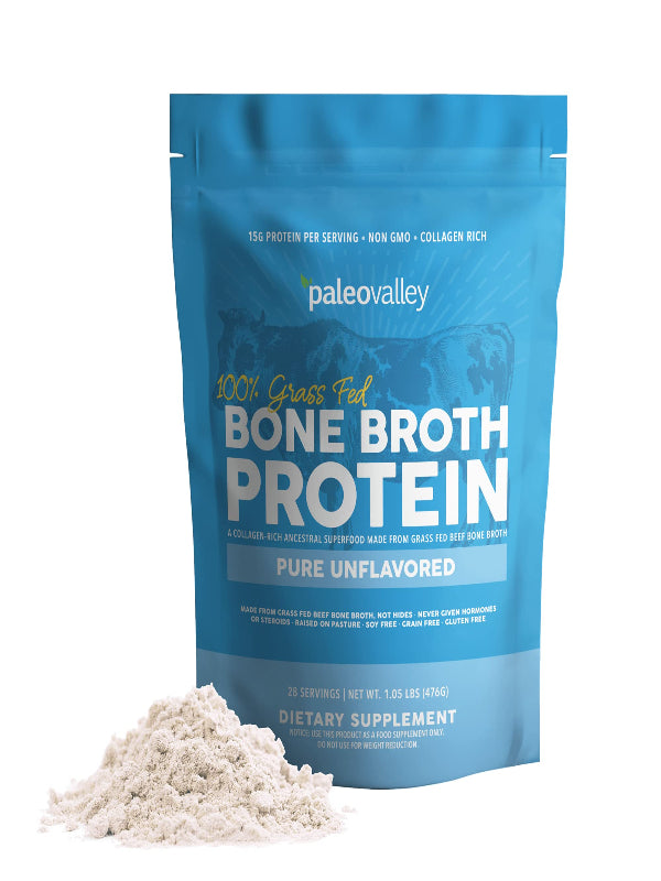 Paleovalley 100% Grass Fed Beef Bone Broth Protein Powder - Rich in Collagen Peptides for Hair, Skin, Gut Health, Bone and Joint Support - 28 Servings, 15g Protein Per Serving - No Gluten or GMOs - Nirvana Guru