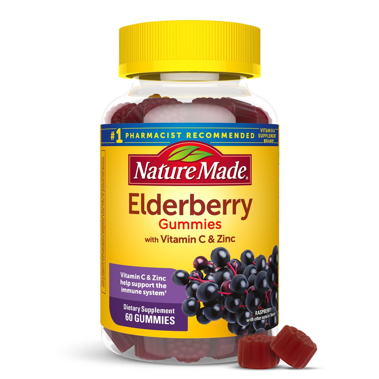Nature Made Elderberry with Vitamin C and Zinc, Dietary Supplement for Immune Support, 100 Gummies, 50 Day Supply - Nirvana Guru