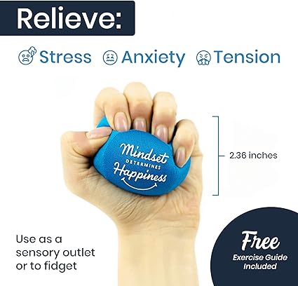 Candescent Stress Balls - Hand Therapy Relief for Anxiety, Fidget, Tension, Exercise Strengthener - Motivational Toys for Adults & Kids - Set of 2 (Crystal Blue, Ocean Blue) nirvanaguru