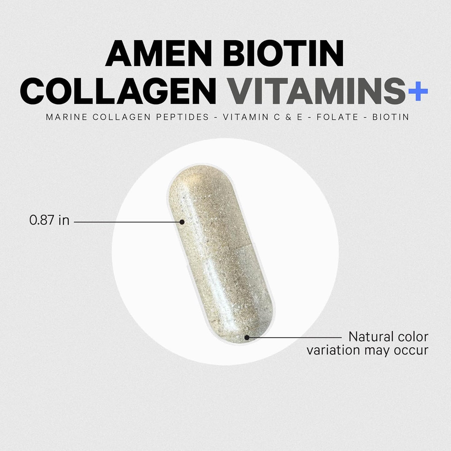 Amen Biotin Collagen Vitamins+ 10,000 mcg Biotin Supplement - Hydrolyzed Collagen, Vitamins C & E, Folate, Hyaluronic Acid, Keratin, MSM, Saw Palmetto - 3-Month Supply - Non-GMO - 90 Capsules Nirvana Guru