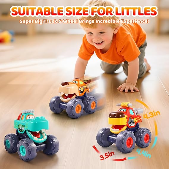 Car Toys for 1 Year Old Boy Gifts, Pull Back Monster Truck Toy Cars for Toddlers 1-3, 1 2 3 One Year Old Boy Birthday Gift 1st Vehicles Kids Stocking Stuffers Toddler Baby Boys Toys 12-18 Months nirvanaguru