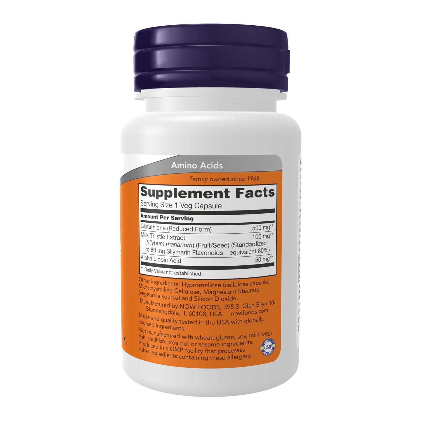 NOW Foods Supplements, Glutathione 500 mg, With Milk Thistle Extract & Alpha Lipoic Acid, Free Radical Neutralizer*, 60 Veg Capsules - Nirvana Guru