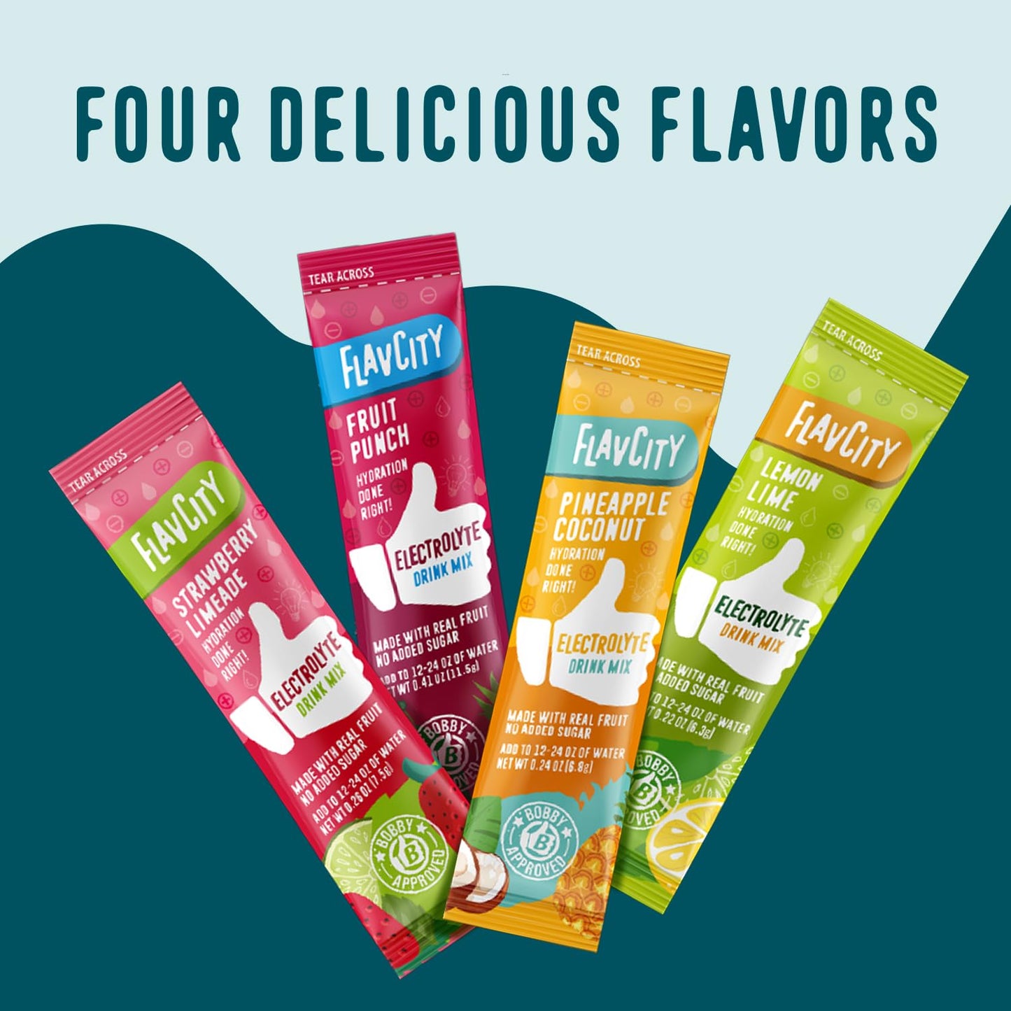 FlavCity Electrolytes Powder Packets - 28 Hydration Packets, Variety Pack - No Added Sugar - Hydration Powder with Real Fruit & Unrefined Sea Salt - Keto & Gluten-Free (28 Stick Packs) Nirvana Guru