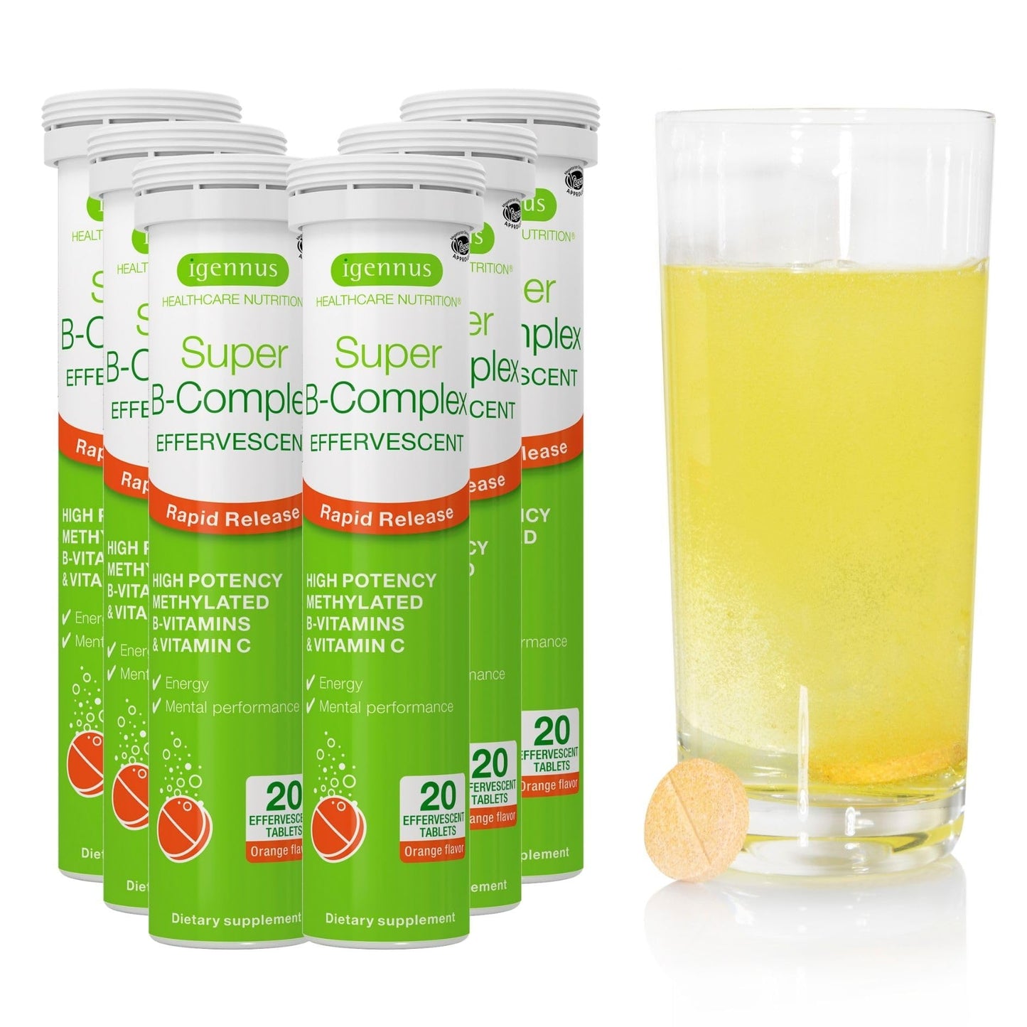 Igennus Super B-Complex Methylated B-Vitamins, Sustained Release, Clean Label, High Strength, with Methylfolate & B12 Methylcobalamin, Vegan, Lab Verified, 60 Small Tablets Nirvana Guru