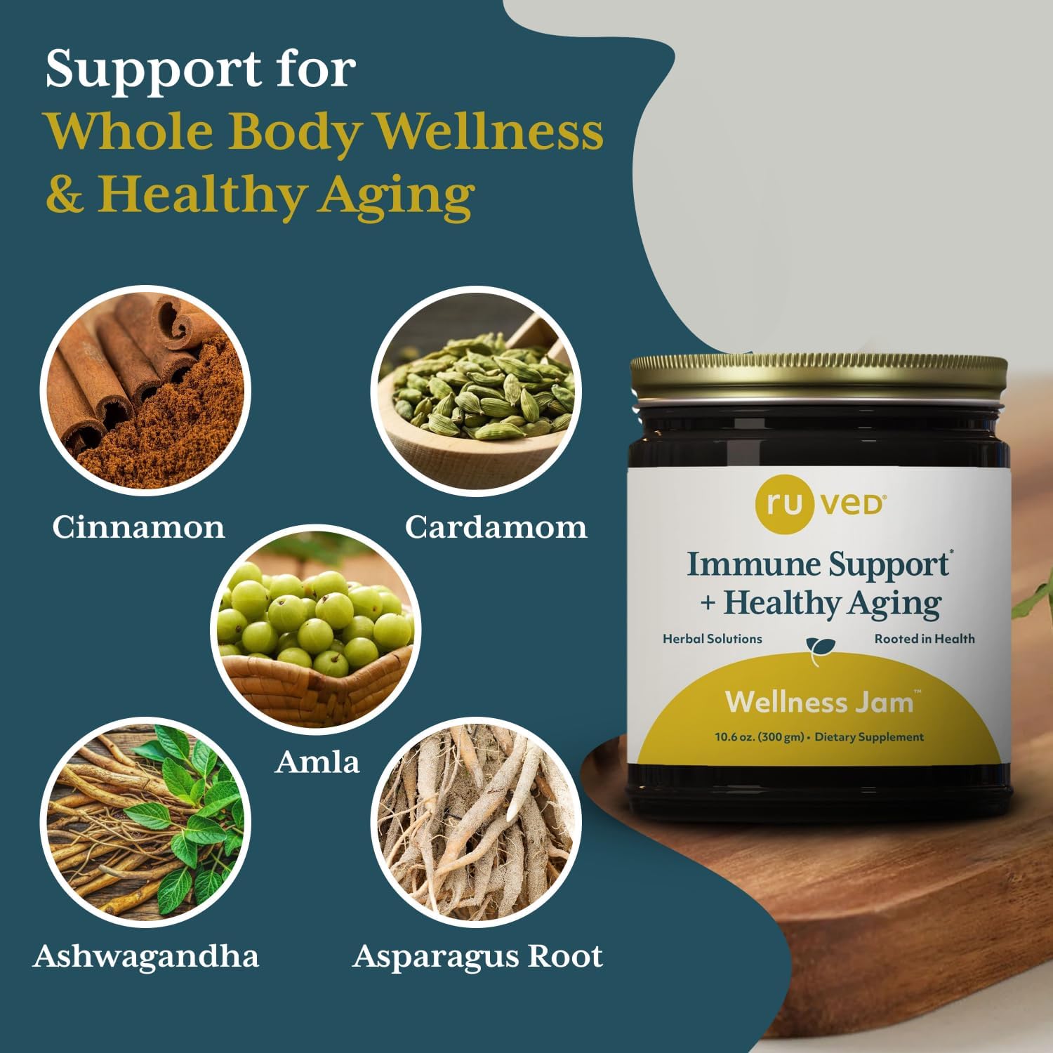 RUVED Wellness Jam with Amla, Enhanced Chanvanprash, Immune and Digestive Support, 10.6 oz Nirvana Guru