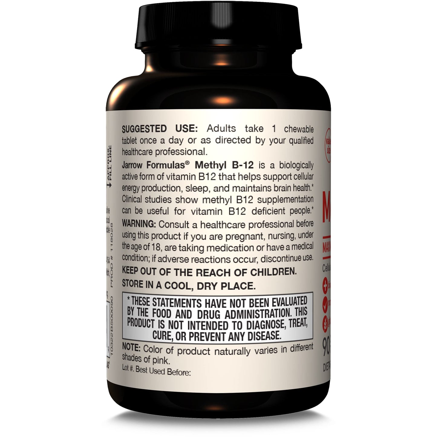 Jarrow Formulas Vitamin B12 5000 mcg - Maximum Strength for Cellular Energy and Brain Health, 60 Cherry Chewable Tablets, B12 Vitamins 5000 mcg - Nirvana Guru
