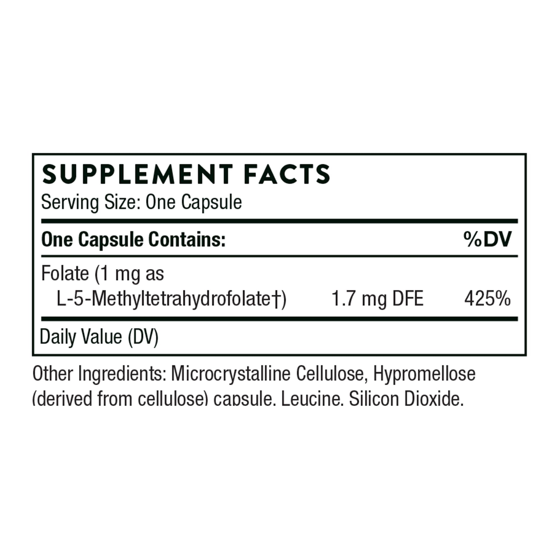 THORNE 5-MTHF - Methylfolate (Active B9 Folate) Supplement - Supports Cardiovascular Health, Fetal Development, Nerve Health, Methylation, and Homocysteine Levels* - 60 Capsules - 5-MTHF 1mg - Nirvana Guru