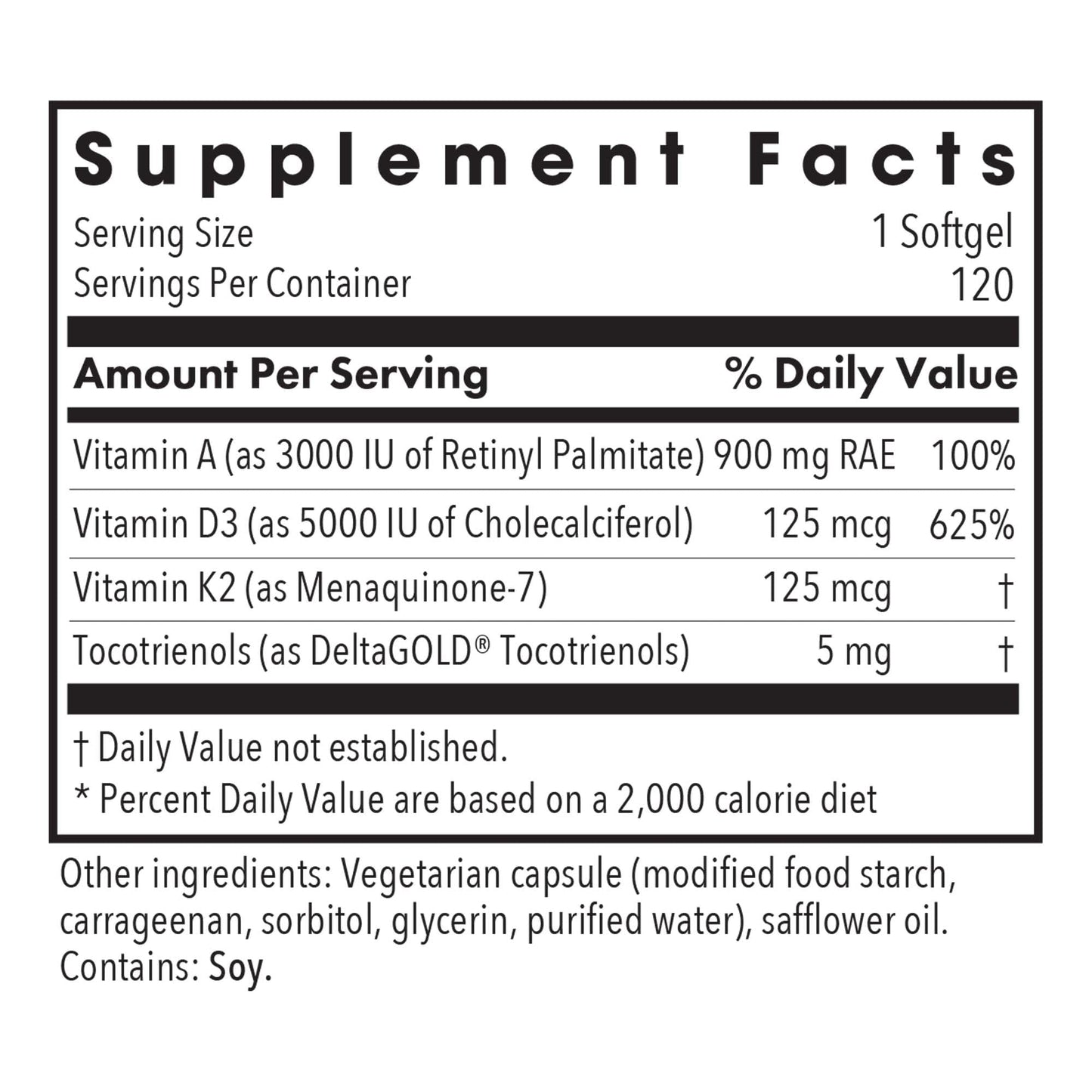 Allergy Research Group Vitamin D3 Complete 5000 IU - Vitamin D3 and K2 Supplement, Daily Balance, with Vitamin A, DeltaGold Tocotrienols, High Potency, Veggie Softgels - 60 Count Nirvana Guru