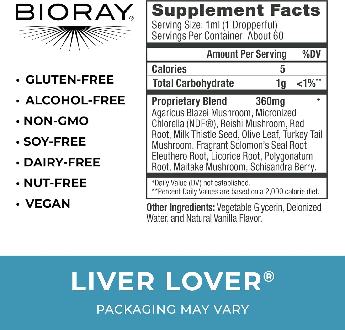 BIORAY Daily Liver Lover - 2 fl oz - Supports The Liver & Adrenals - Non-GMO, Vegan, Gluten Free Nirvana Guru