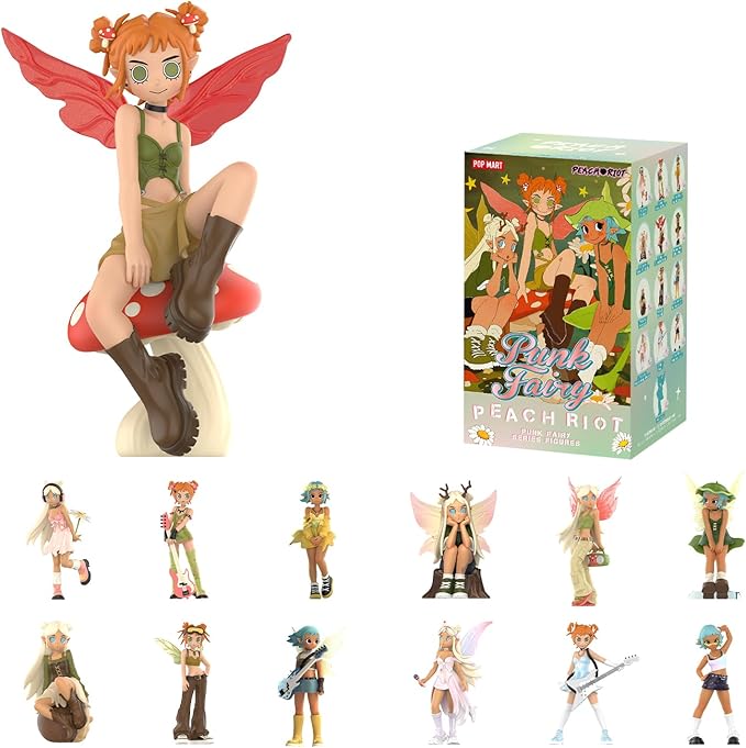 POP MART Peach Riot Punk Fairy Series Figures, Peach Riot Blind Box Figures, Random Design Action Figures Collectible Toys Home Decorations, Holiday Birthday Gifts for Girls and Boys, Single Box nirvanaguru