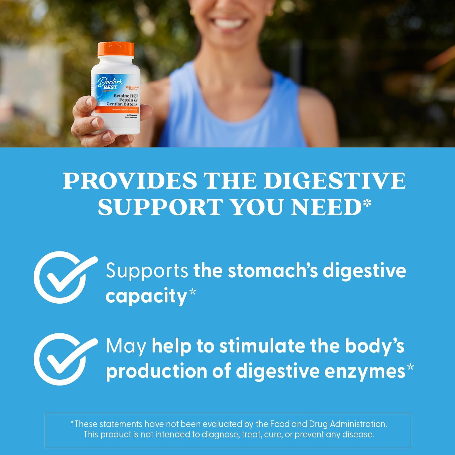 Doctor's Best Betaine HCI Pepsin & Gentian Bitters, Digestive Enzymes for Protein Breakdown & Absorption, Non-GMO, Gluten Free, 360 Count (Pack of 1) - Nirvana Guru