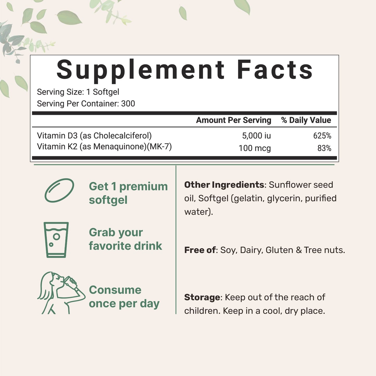 Micro Ingredients Vitamin D3 10,000 IU + K2 MK-7 200 mcg, 300 Softgels | Virgin Coconut Oil | 2-in-1 Bone, Immune & Heart Support | Easy to Swallow, Non-GMO
