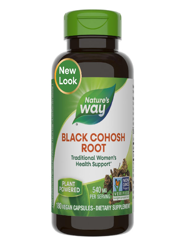 Nature's Way Black Cohosh Root, Traditional Support for Women's Health*, 540 mg per Serving, Non-GMO Project Verified, 180 Capsules - Nirvana Guru