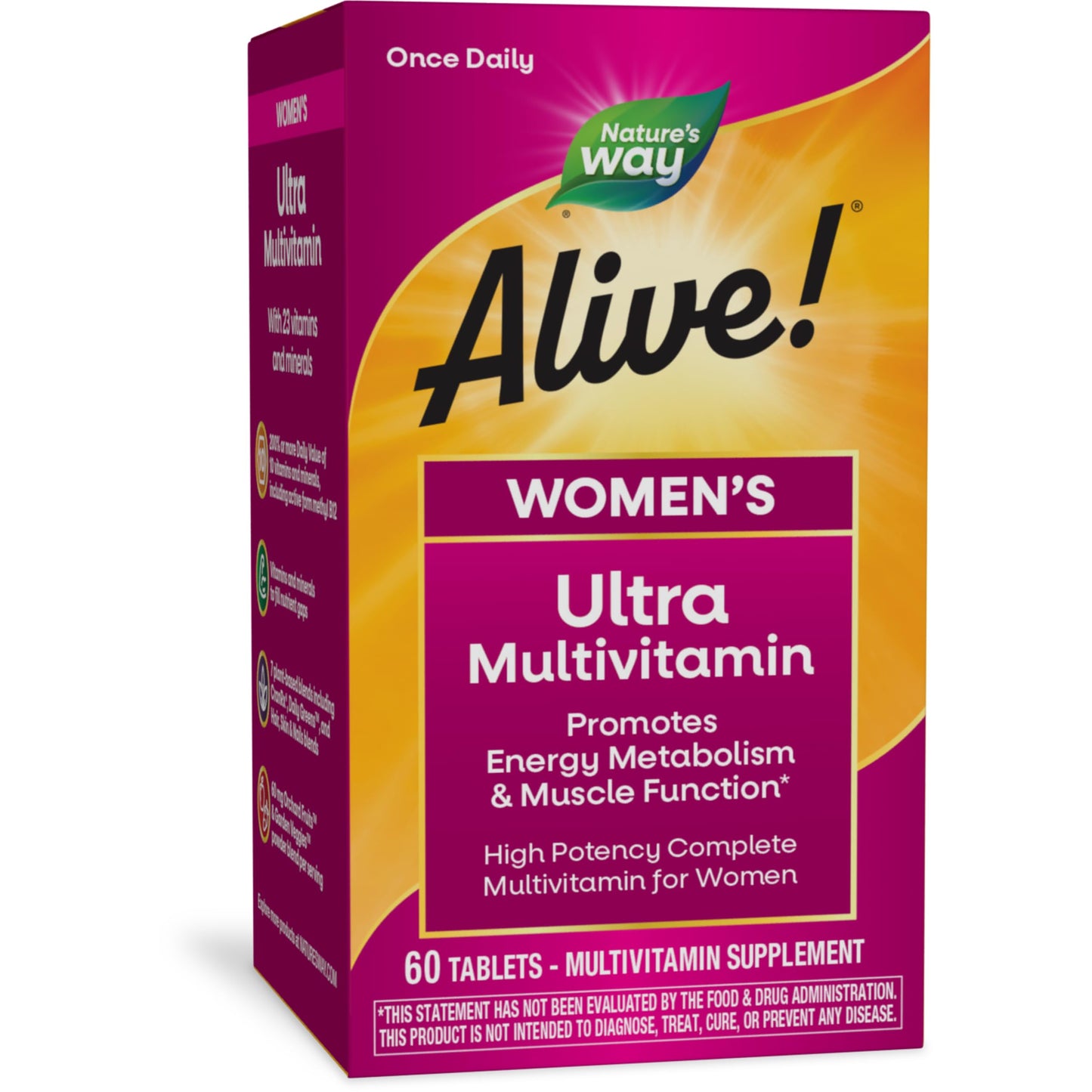 Nature's Way Alive! Women's Daily Ultra Multivitamin, High Potency Formula, Promotes Energy Metabolism and Muscle Function*, with Methylated B12, 60 Tablets - Nirvana Guru