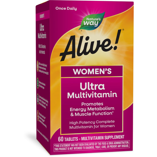 Nature's Way Alive! Women's Daily Ultra Multivitamin, High Potency Formula, Promotes Energy Metabolism and Muscle Function*, with Methylated B12, 60 Tablets - Nirvana Guru