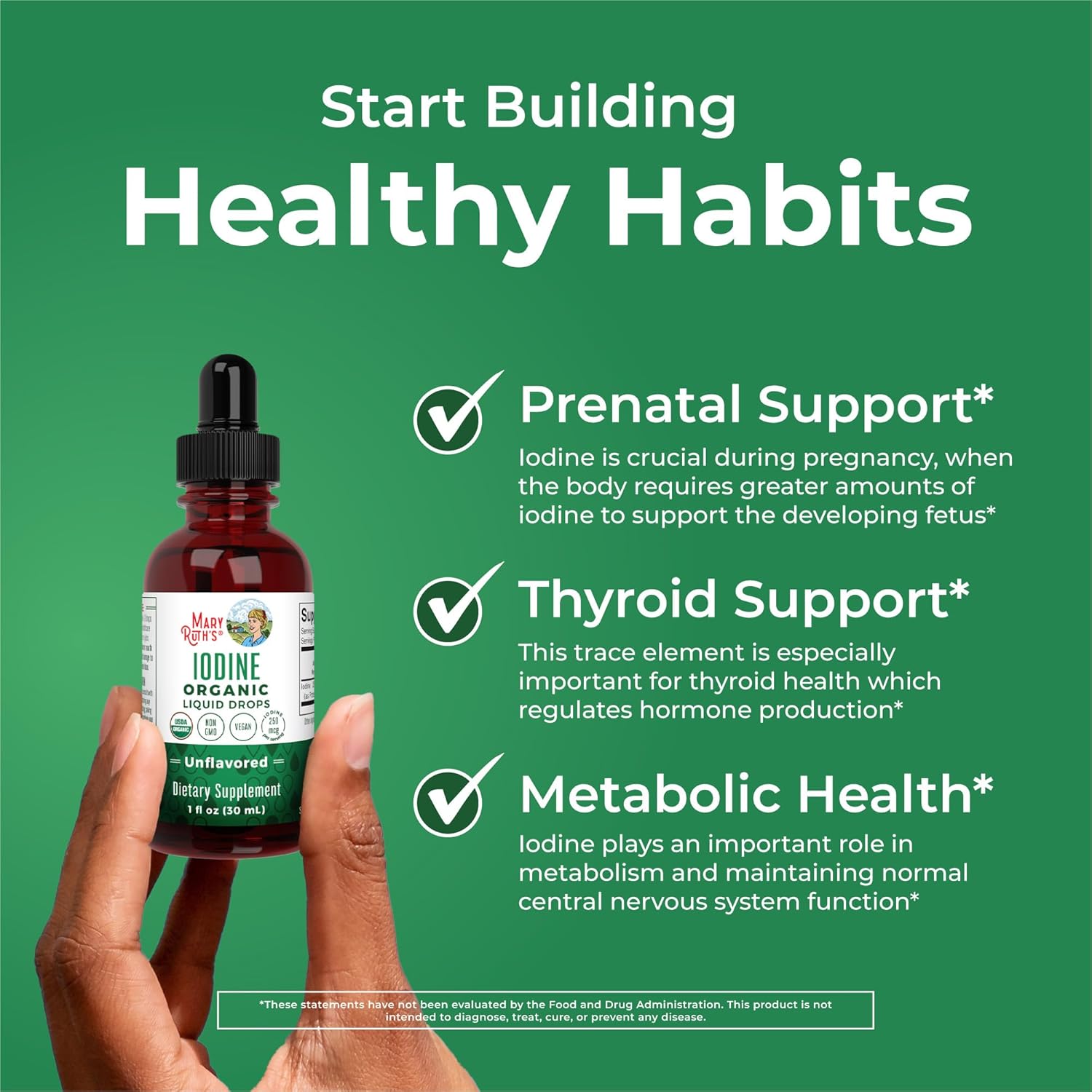 MaryRuth Organics Iodine Liquid Drops | Potassium Iodide | 1 Year Supply | 450 Servings | Thyroid Health | USDA Organic| Vegan | Non-GMO | Gluten Free | 1 Fl Oz - Nirvana Guru