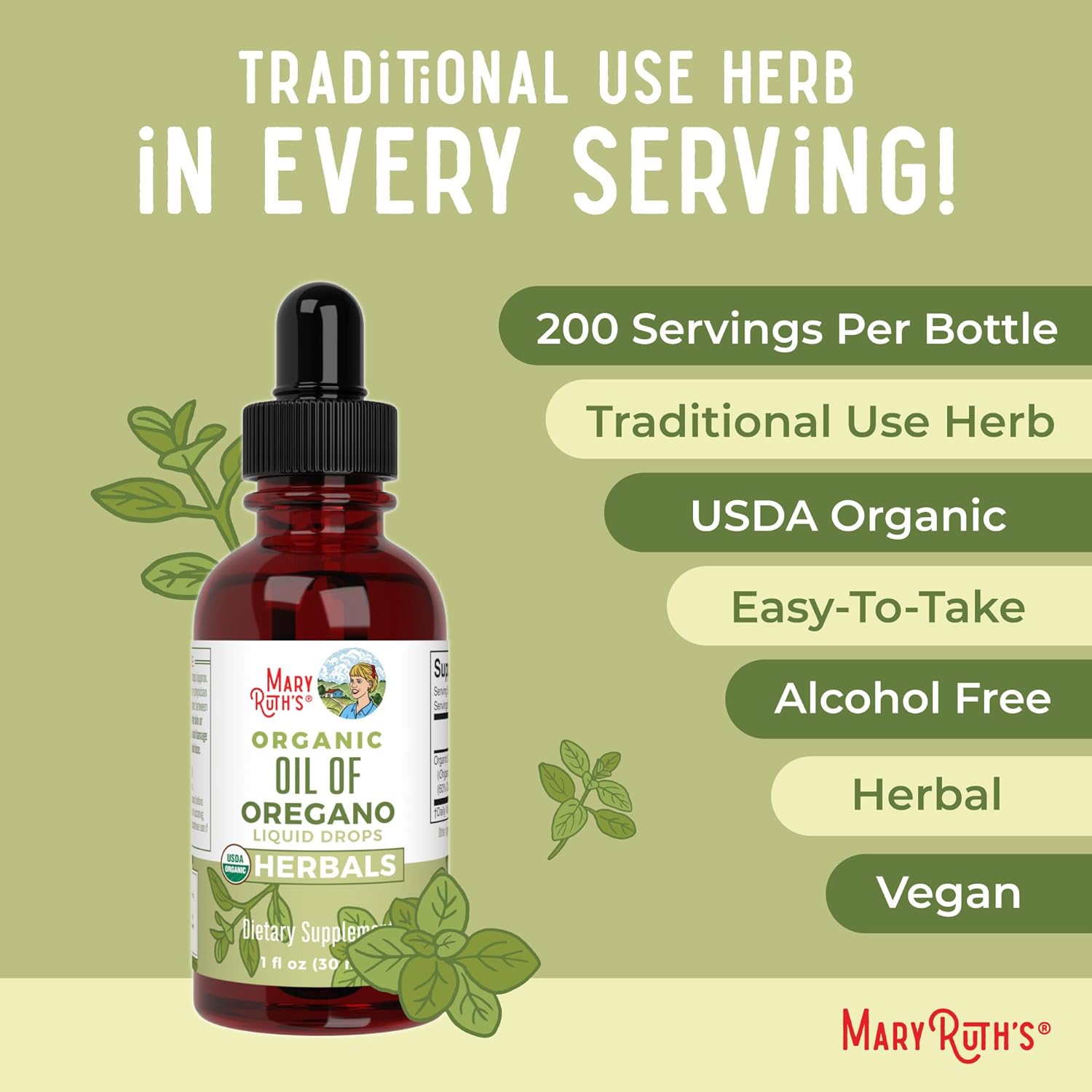 MaryRuth Organics Oregano Oil Drops | 6 Month Supply | USDA Organic Oil of Oregano Liquid | Herbal Blend for Immune Support | Digestive Health | Overall Health | Vegan | Sugar Free | Non-GMO | 1 Fl Oz - Nirvana Guru