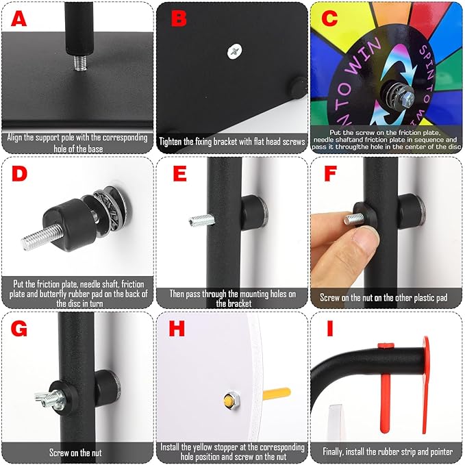 12 Slots Prize Wheel,12 Inch Prizes Spinner with Stand and Heavy Duty Base,Ruleta De Premios,Spin The Wheel for Fortune Spinning Game Carnival & Engaging Home Parties,Tradeshow. nirvanaguru