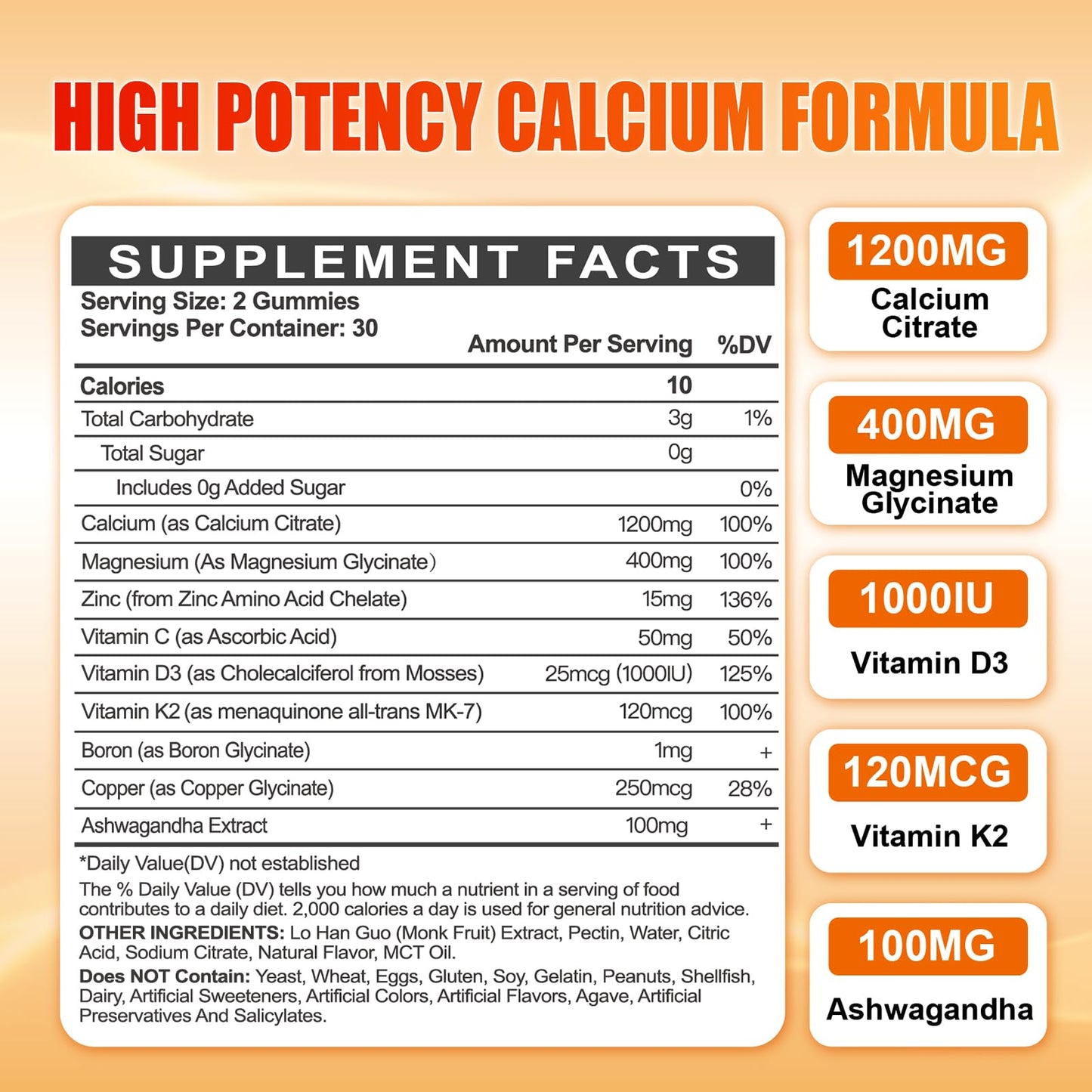 Calcium 1200 mg with Vitamin D3 Gummies for Adults - Calcium Citrate with Vitamin D3 K2, Magnesium, Zinc, Boron, Copper and Ashwagandha - Extra Absorption Calcium Supplement for Women Men Nirvana Guru