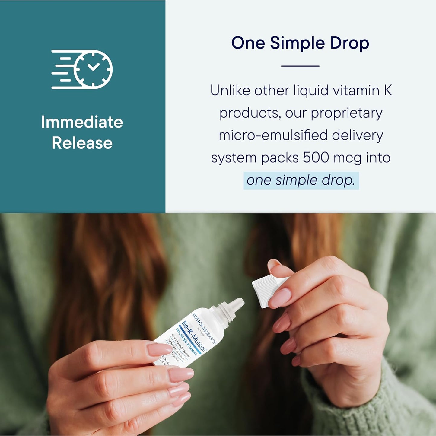 Biotics Research Bio K Mulsion Liquid Vitamin K Drops - 500 mcg/S - Vitamin K1 phytonadione for Adults - VIT K Supplement - Strong Bones, Heart Health, Blood Clotting Support, 1 fl oz Nirvana Guru