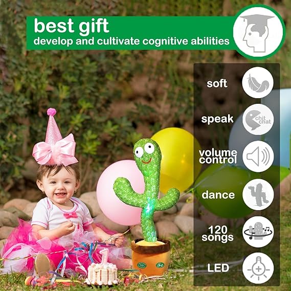 Pbooo Interactive Dancing Talking Cactus and Crawling Baby Toy Set - Perfect for Fun and Development nirvanaguru